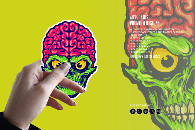 Our Brains Skull Mascot Logo Illustrations