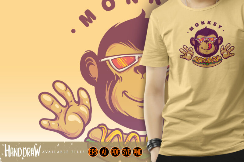 Monkey Logo Hotdog Food Logo