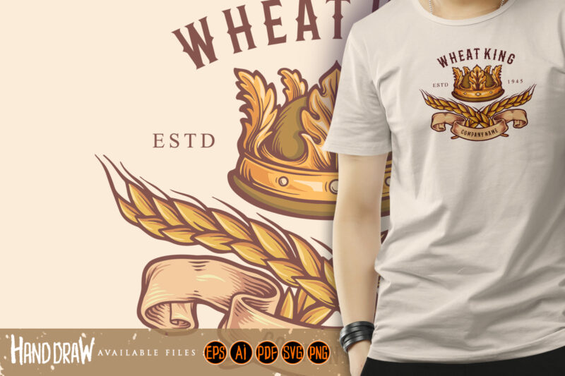 Wheat King Crown Logo Badge illustrations