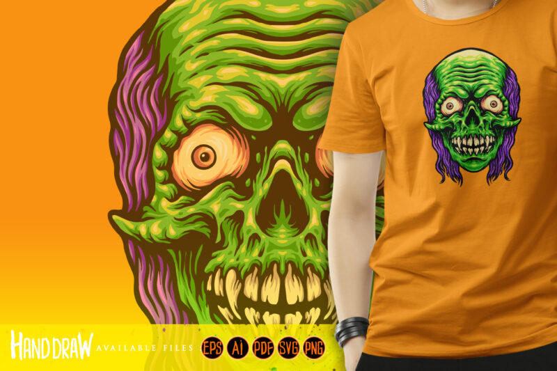 Scary Skull Zombie Mascot Illustrations