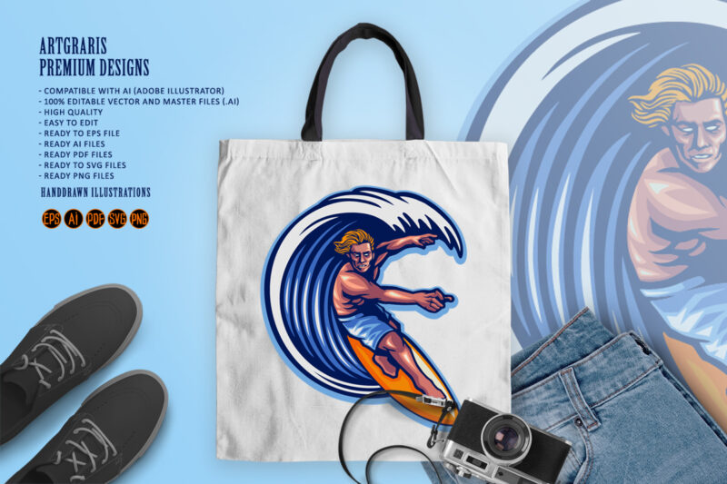 Surfing man Summer Extreme Logo