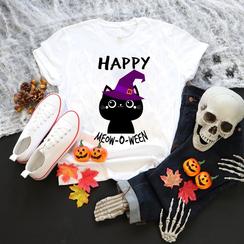 Happy Halloween Cat Svg, Happy Meow O Ween Svg, Cat Halloween Svg 