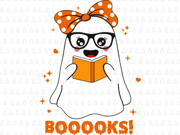 Womens booooks svg, cute ghost reading library books halloween svg, halloween svg, ghost read book svg, boo book svg t shirt design for sale