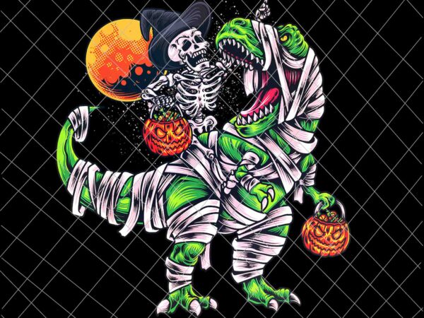 Skeleton riding dinosaur png, skeletons halloween png, dinosaur halloween png, halloween png t shirt template vector