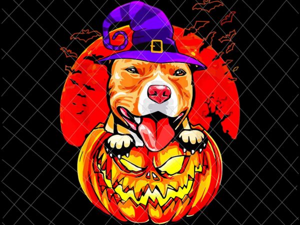 Pitbull witch pumpkin halloween png, love dog halloween png, pitbull halloween png, dog witch png t shirt illustration