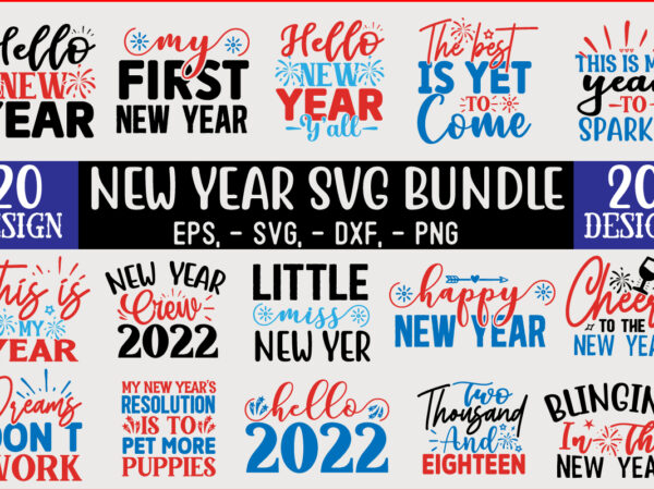 New year svg t shirt design template