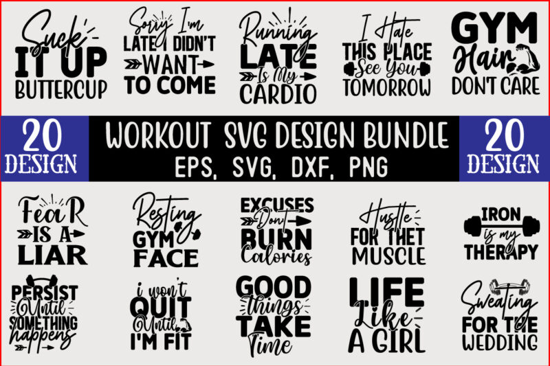 Workout SVG T shirt Design Bundle