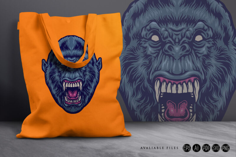 Angry beast gorilla head Illustrations