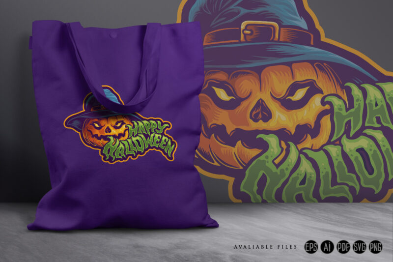 Halloween jack o lantern witch hat Typeface