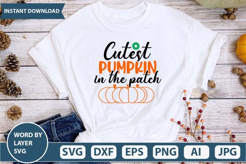 Cutest pumpkin in the patch svg vector for t-shirt