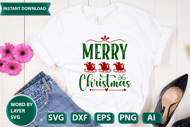 merry christmas SVG Vector for t-shirt - Buy t-shirt designs