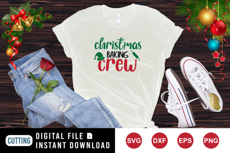 Christmas Baking crew shirt, Christmas hat, baking shirt template