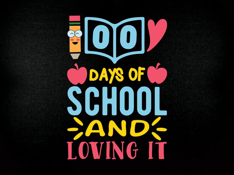 100 days of school and loving it SVG 100 Hearts SVG, Loving School SVG ...