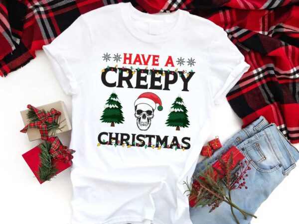 Christmas skull gift, have a creepy christmas diy crafts svg files for cricut, silhouette sublimation files t shirt vector file