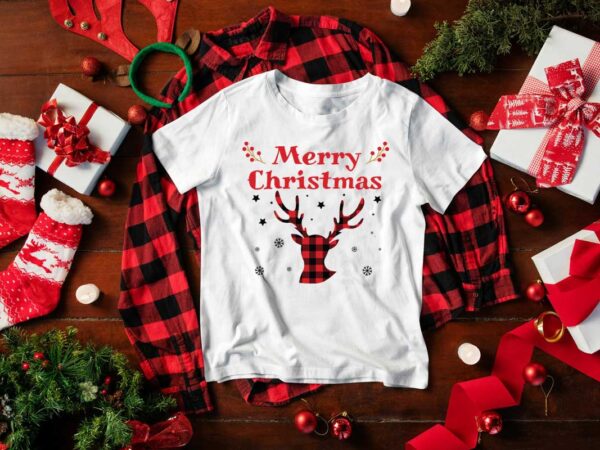 Christmas gift, merry christmas buffalo plaid reindeer head diy crafts svg files for cricut, silhouette sublimation files t shirt vector file