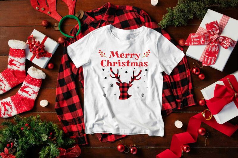 Christmas Gift, Merry Christmas Buffalo Plaid Reindeer Head Diy Crafts Svg Files For Cricut, Silhouette Sublimation Files