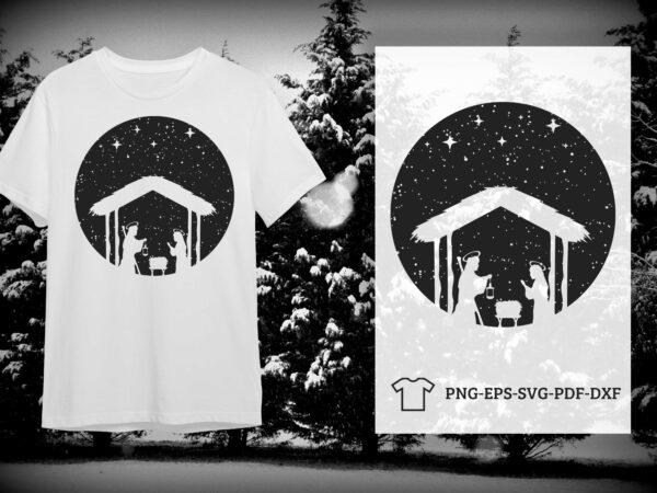 Holy night christmas silhouette svg diy crafts svg files for cricut, silhouette sublimation files graphic t shirt