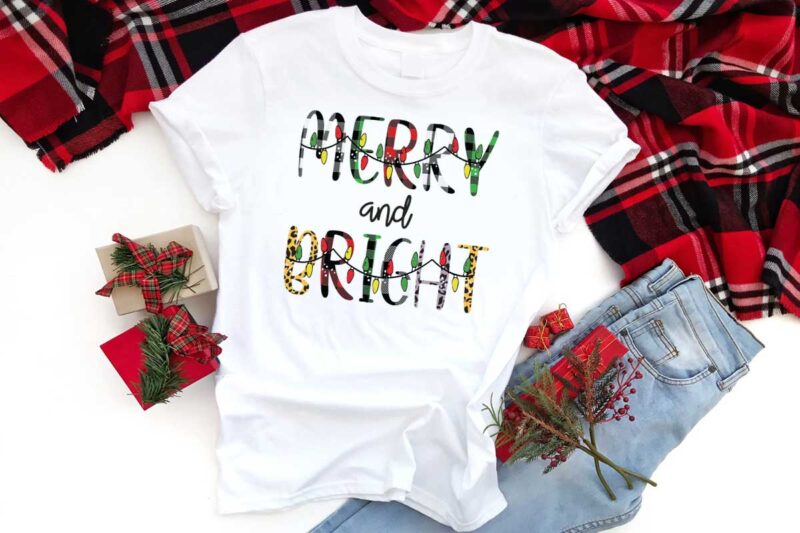 Christmas Gift, Merry And Bright Shirt Design