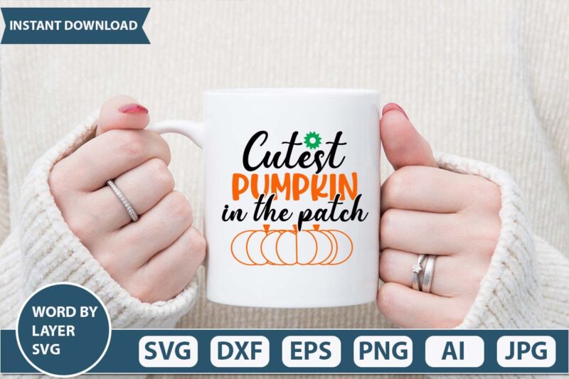 Cutest pumpkin in the patch svg vector for t-shirt