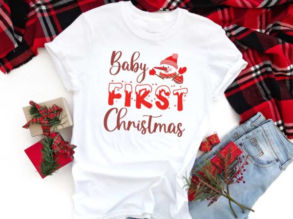 Christmas gift idea, baby 1st christmas cute snowman diy crafts svg files for cricut, silhouette sublimation files t shirt vector file