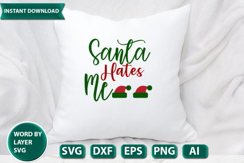 Santa Hates Me SVG Vector for t-shirt