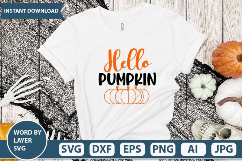 Hello pumpkin svg vector