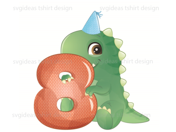 Birthday gift, 8th birthday cute trex silhouette svg diy crafts svg files for cricut, silhouette sublimation files t shirt template