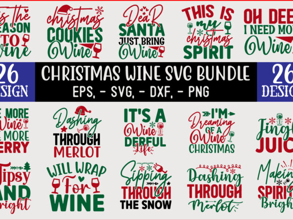 Christmas wine svg t shirt design bundle