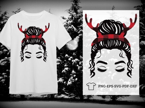 Christmas mom gift, messy bun mom silhouette svg diy crafts svg files for cricut, silhouette sublimation files t shirt vector file