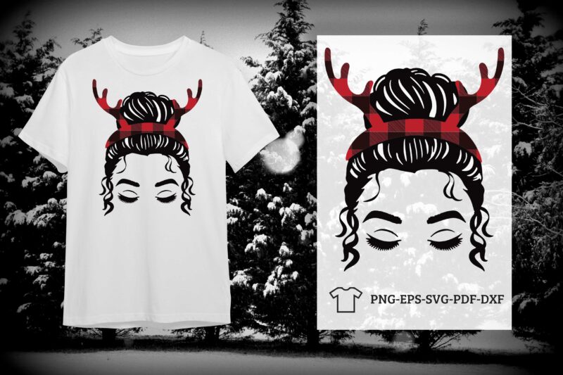 Christmas Mom Gift, Messy Bun Mom Silhouette SVG Diy Crafts Svg Files For Cricut, Silhouette Sublimation Files