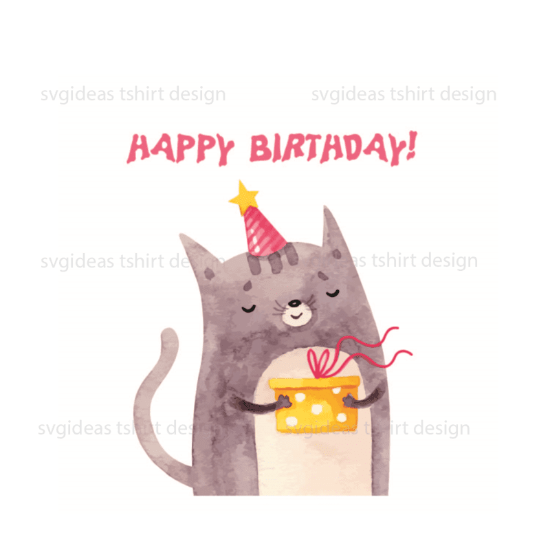 Birthday Gift, Cute Birthday Cat Silhouette SVG Diy Crafts Svg Files ...