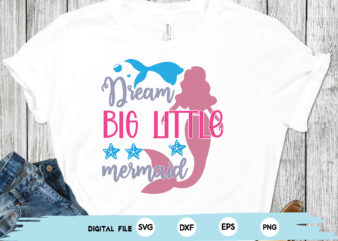 dream big little mermaid t shirt vector illustration