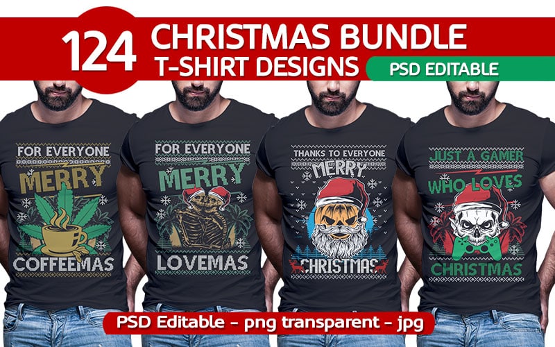 124 ugly christmas Tshirt designs bundle part2 - Buy t-shirt designs