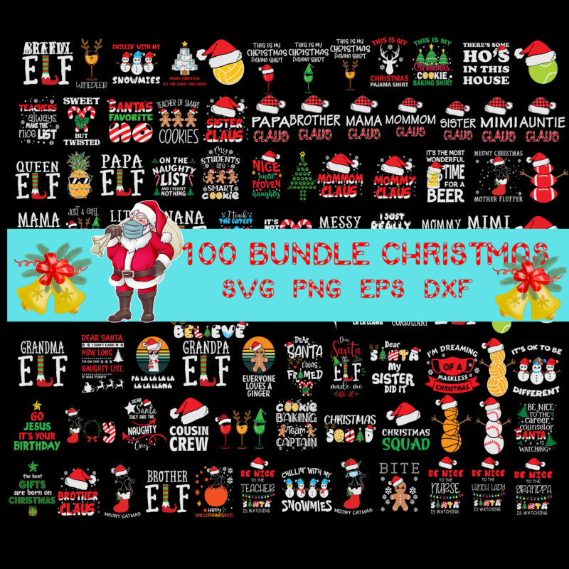 100 Christmas bundle svg, christmas svg, snow svg, santa svg, merry ...