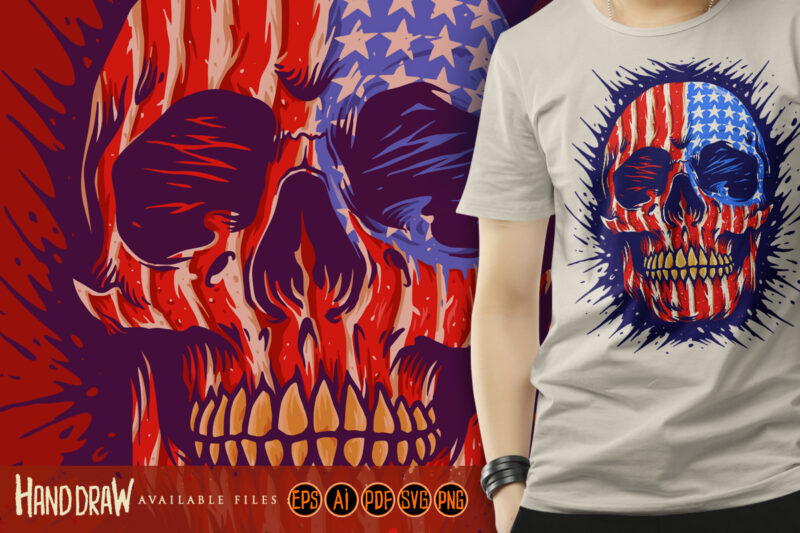 American Flag Skull Gold Dental