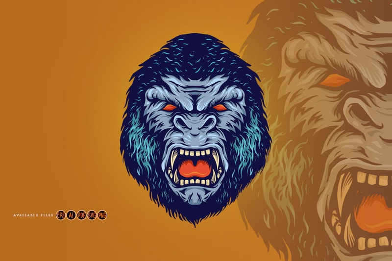 Angry Gorilla Head King kong Roar - Buy t-shirt designs