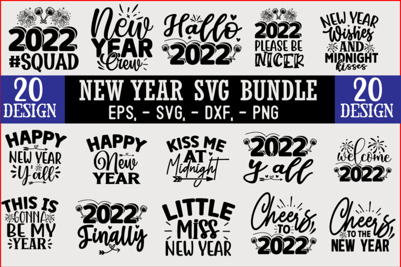 New Year SVG T shirt design Bundle