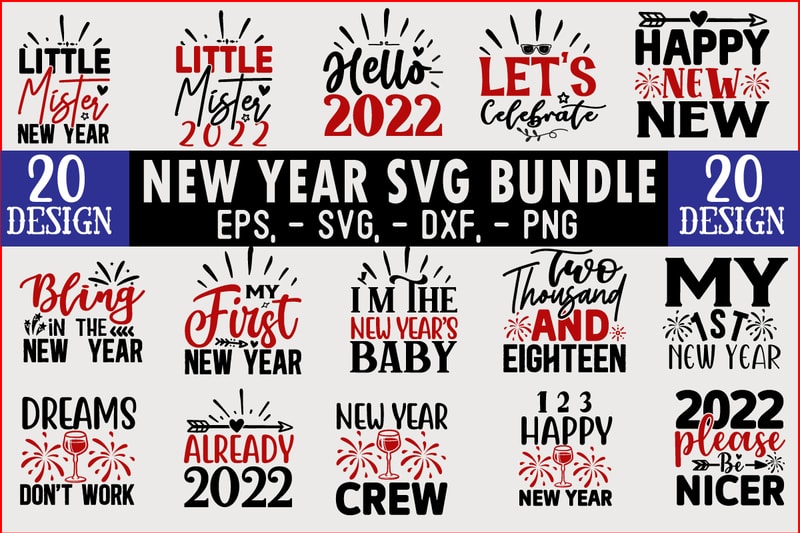 New Year SVG T shirt design Bundle - Buy t-shirt designs