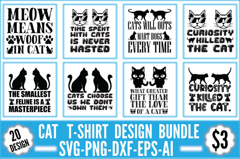 Cat T-shirt Design Bundle