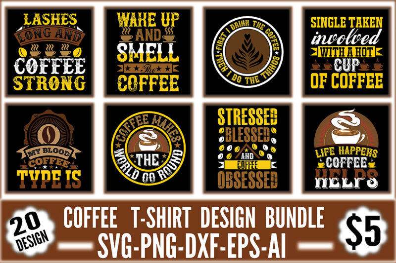 Coffee T-shirt Design Bundle