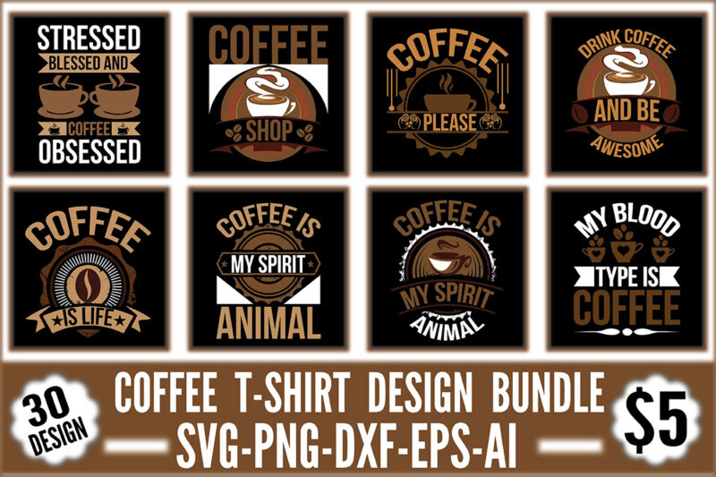 Coffee T-shirt Design Bundle