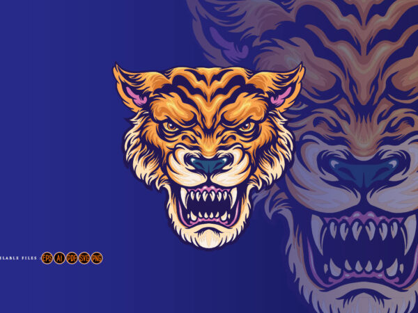 T-shirt Design - Tiger Head Illustration