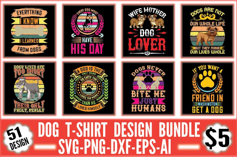 Dog T-shirt Design Bundle - Buy t-shirt designs