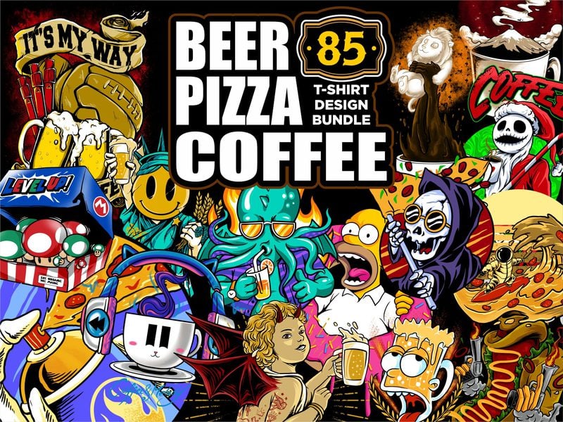 Beer t-shirt designs bundle of 20 vector images