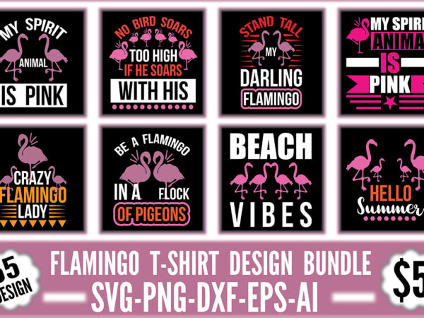 Flamingo t-shirt design bundle