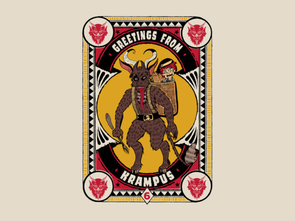 Greeting from krampus t shirt design template