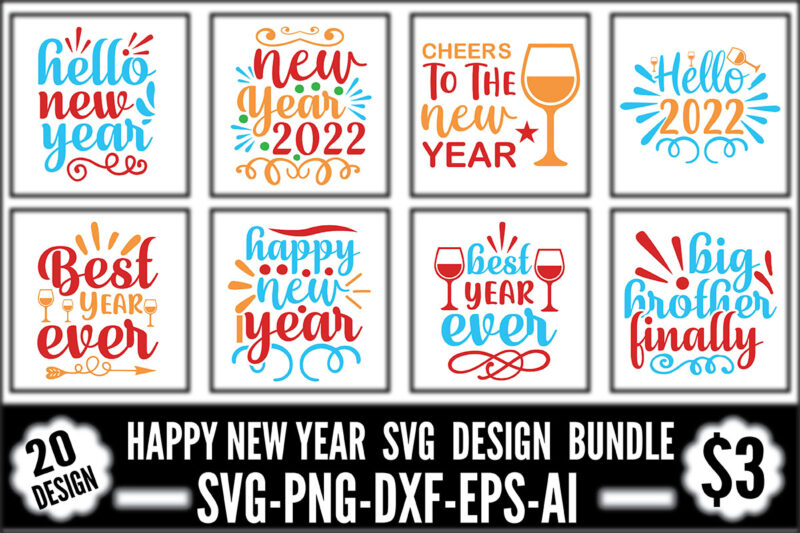 Happy New Year SVG Design Bundle