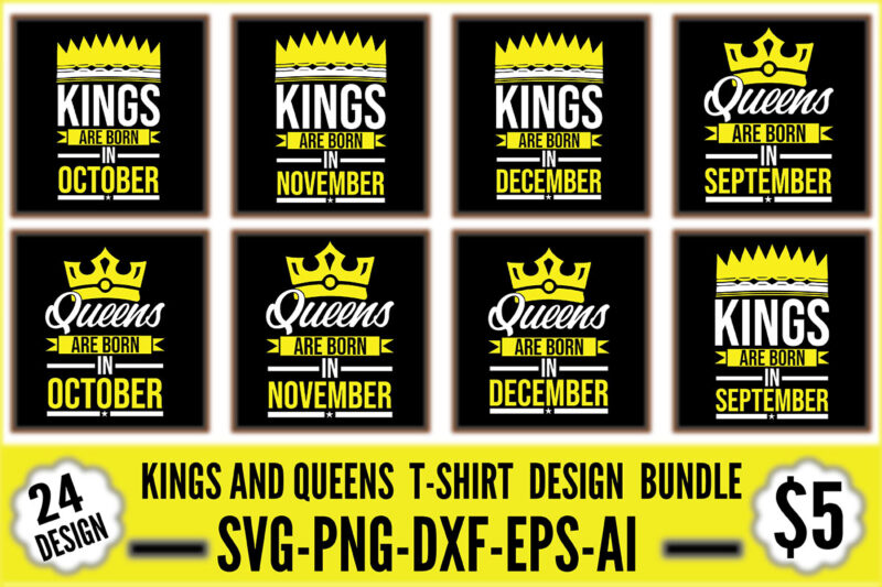 Kings And Queens T-shirt Design Bundle