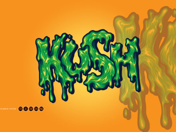 Kush typeface melting vector illustrations