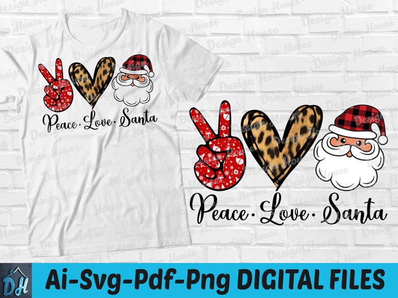 Peace love santa t-shirt design, Peace love santa SVG, Christmas santa